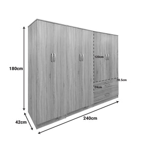 Ντουλάπα εξάφυλλη Athos I  sonoma 240x42x180εκ - Pakobazaar