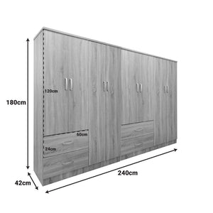 Ντουλάπα οχτάφυλλη Athos  sonoma 241x42x181εκ - Pakobazaar