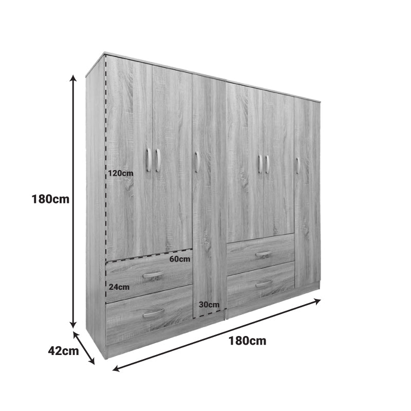 Ντουλάπα εξάφυλλη Athos  sonoma 180x42x180εκ - Image 5