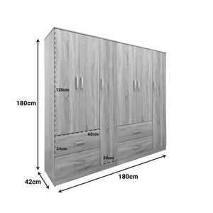 Ντουλάπα εξάφυλλη Athos  sonoma 180x42x180εκ - Image 5