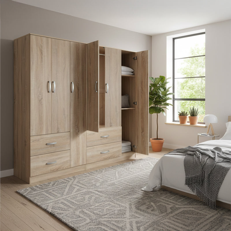 Ντουλάπα εξάφυλλη Athos  sonoma 180x42x180εκ - Image 1