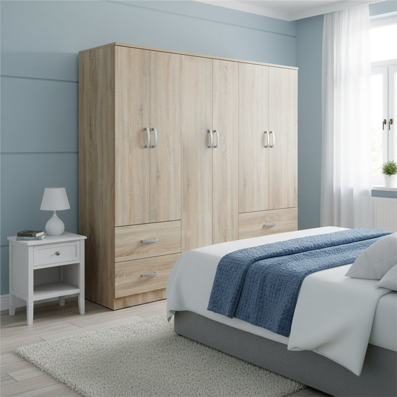 Ντουλάπα εξάφυλλη Athos  Sonoma 200.5x42x180εκ - Pakobazaar