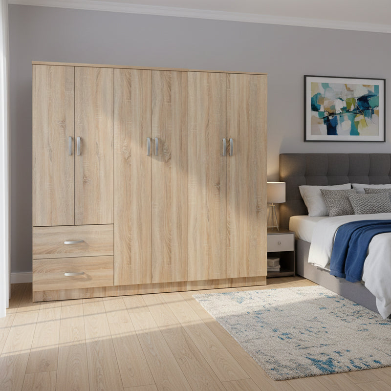 Ντουλάπα εξάφυλλη Athos Ι  sonoma 200.5x42x180εκ - Pakobazaar