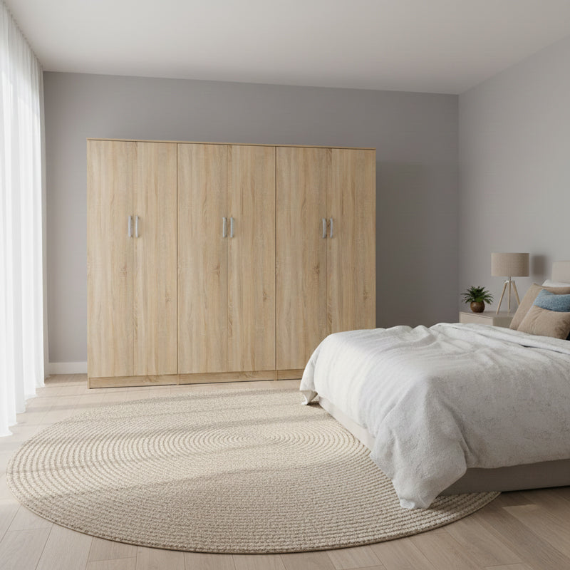 Ντουλάπα εξάφυλλη Athos ΙΙ  sonoma 240x42x180εκ - Pakobazaar