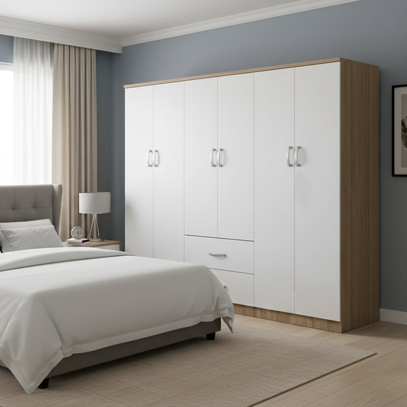 Ντουλάπα εξάφυλλη Athos Ι  sonoma-λευκό 200.5x42x180εκ - Pakobazaar