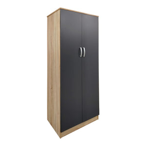 Ντουλάπα εξάφυλλη Athos  sonoma-ανθρακί 240x42x180εκ - Pakobazaar