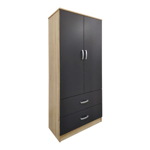 Ντουλάπα πεντάφυλλη Athos  sonoma-ανθρακί 170x42x180εκ - Pakobazaar