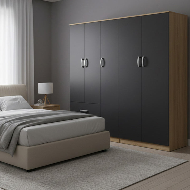 Ντουλάπα πεντάφυλλη Athos I  sonoma-ανθρακί 170x42x180εκ - Pakobazaar
