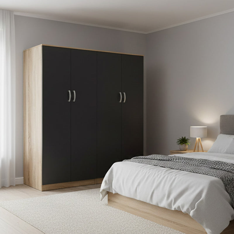 Ντουλάπα τετράφυλλη Athos Ι  sonoma-ανθρακί 160x42x180εκ