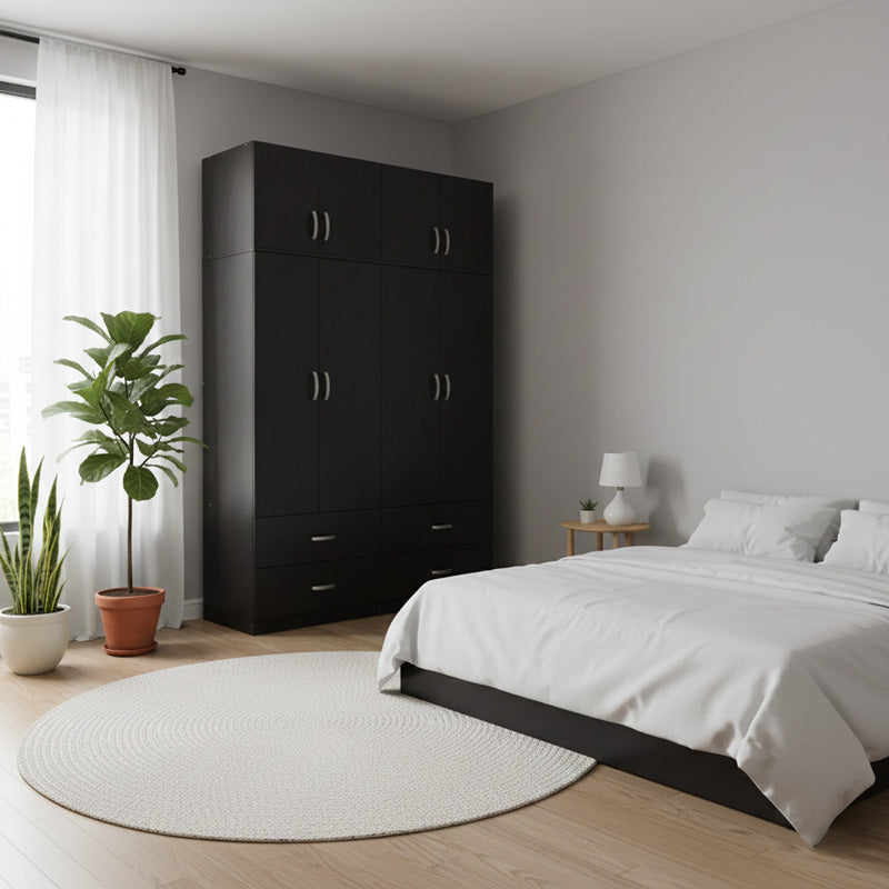 Ντουλάπα τετράφυλλη με πατάρι Athos  wenge 160x42x240εκ - Pakobazaar