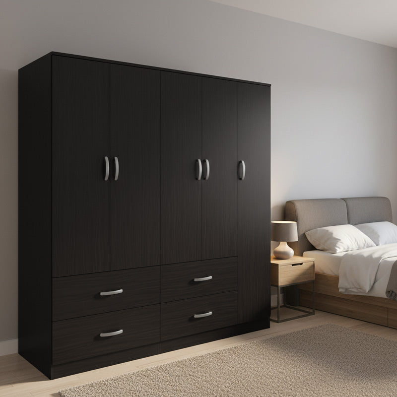 Ντουλάπα πεντάφυλλη με πατάρι Athos  wenge 170x42x240εκ - Pakobazaar