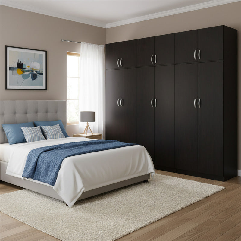 Ντουλάπα εξάφυλλη με πατάρι Athos ΙΙ  wenge 240x42x240εκ - Pakobazaar