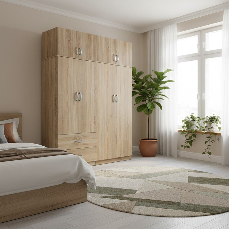Ντουλάπα τετράφυλλη με πατάρι Athos  sonoma 160x42x240εκ - Pakobazaar