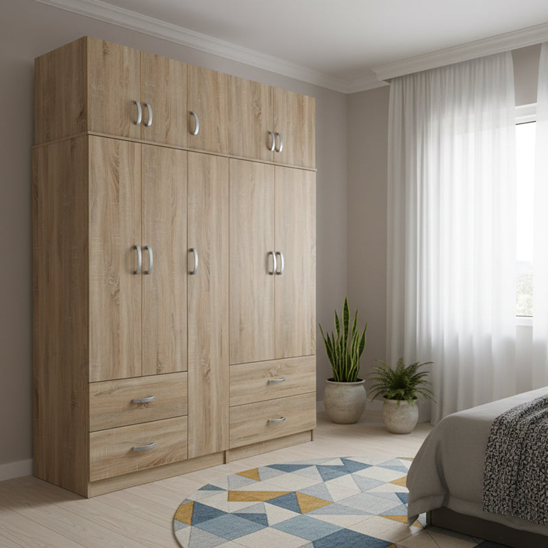 Ντουλάπα πεντάφυλλη με πατάρι Athos  sonoma 170x42x240εκ - Pakobazaar