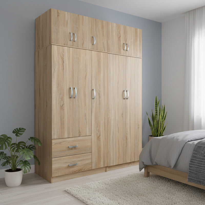 Ντουλάπα πεντάφυλλη με πατάρι Athos I  sonoma 170x42x240εκ - Pakobazaar