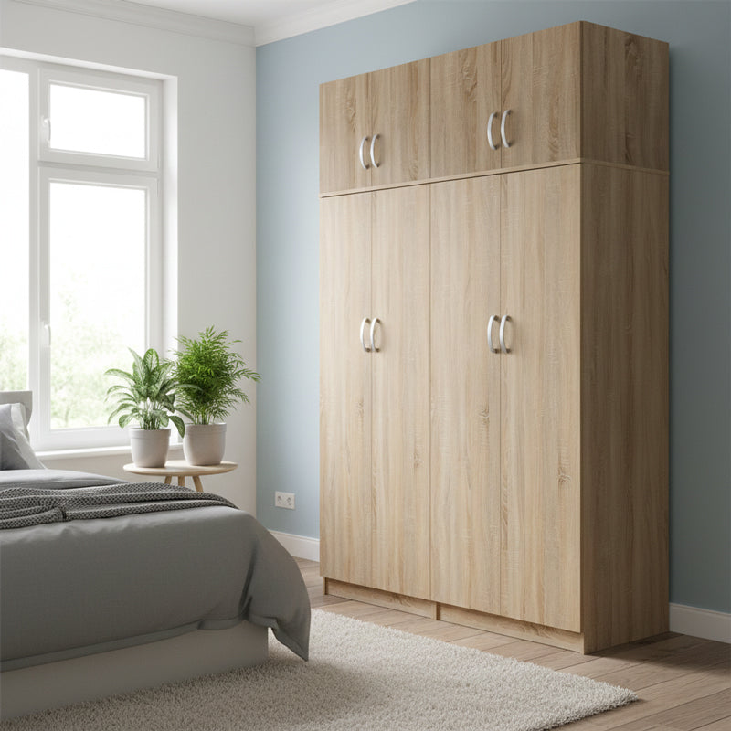 Ντουλάπα τετράφυλλη με πατάρι Athos Ι  sonoma 160x42x240εκ - Pakobazaar