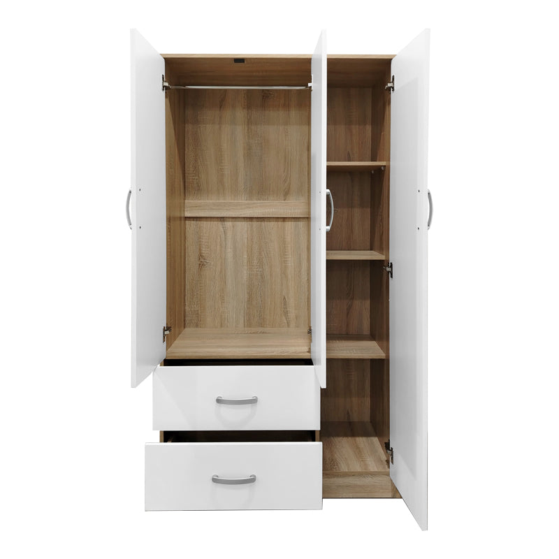 Ντουλάπα πεντάφυλλη με πατάρι Athos I  sonoma-λευκή 170x42x240εκ - Pakobazaar