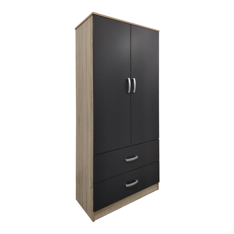 Ντουλάπα εξάφυλλη με πατάρι Athos I  sonoma-ανθρακί 240x42x240εκ - Pakobazaar