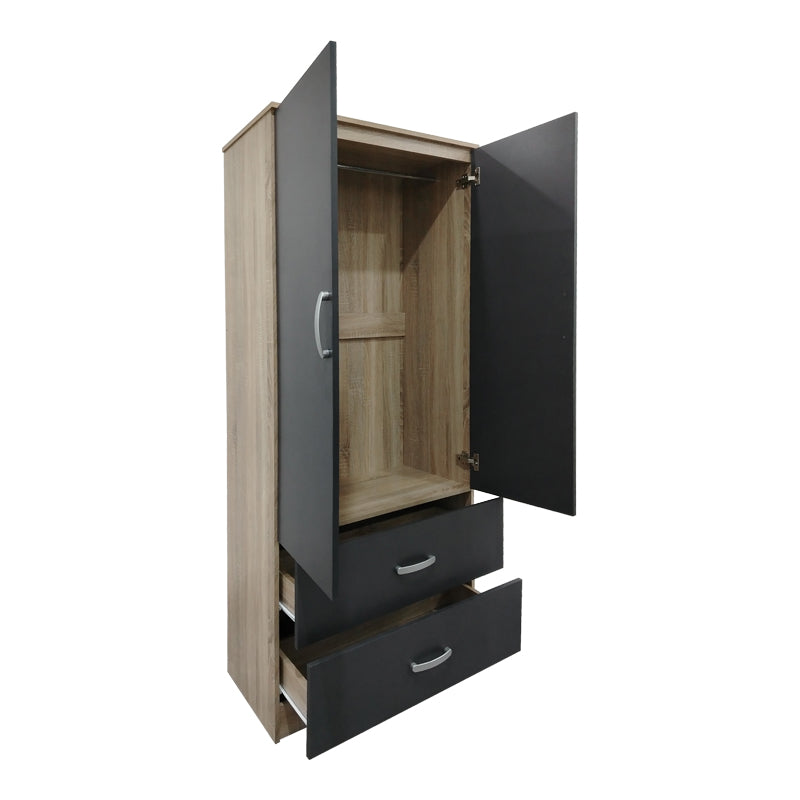 Ντουλάπα εξάφυλλη με πατάρι Athos I  sonoma-ανθρακί 240x42x240εκ - Pakobazaar