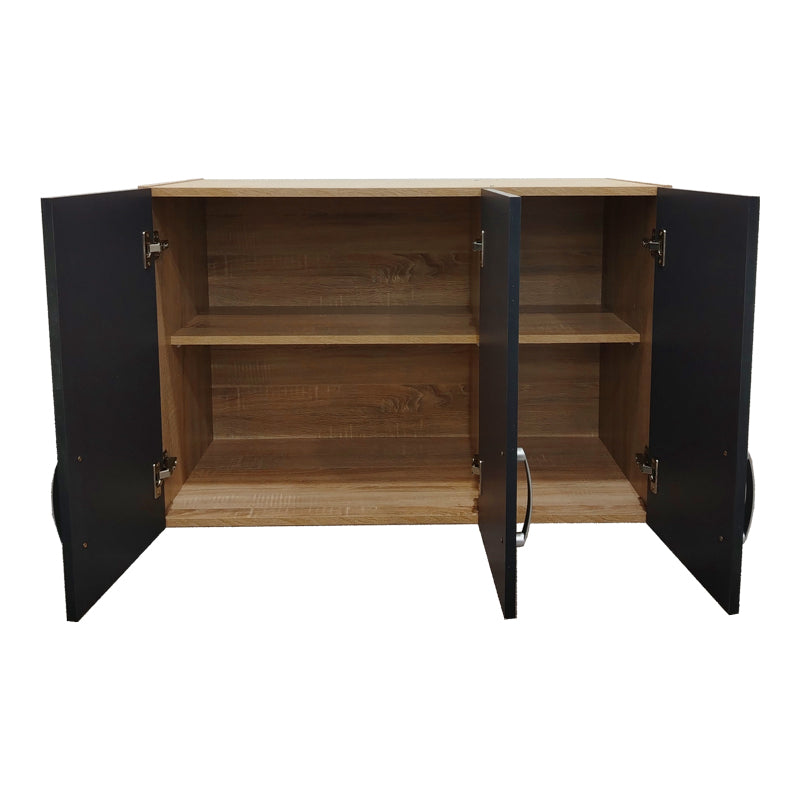 Ντουλάπα εξάφυλλη με πατάρι Athos  sonoma-ανθρακί 180x42x240εκ