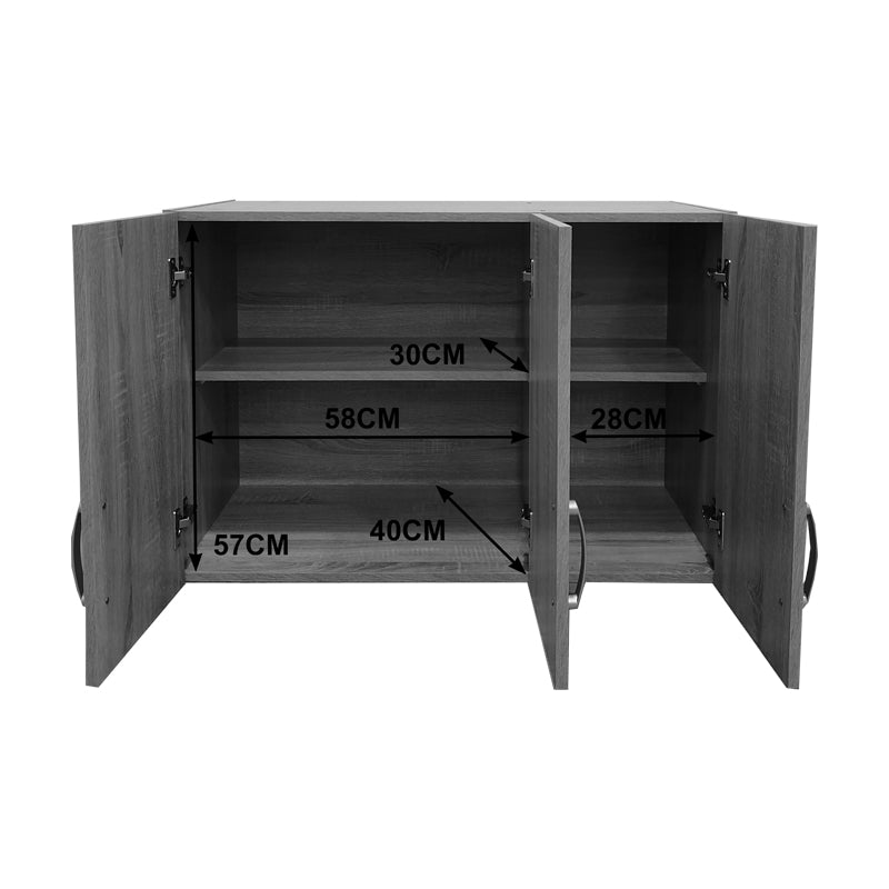 Ντουλάπα εξάφυλλη με πατάρι Athos  sonoma-ανθρακί 180x42x240εκ