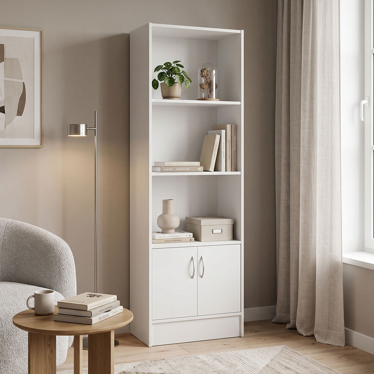 Βιβλιοθήκη Tekaro  λευκό 57x33x180εκ - Pakobazaar