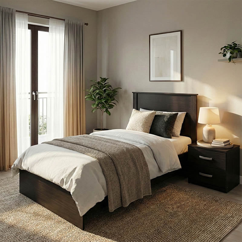 Σετ Κρεβατοκάμαρας Athos Wenge με Κρεβάτι 90x190εκ Σετ 2τεμ - Pakobazaar