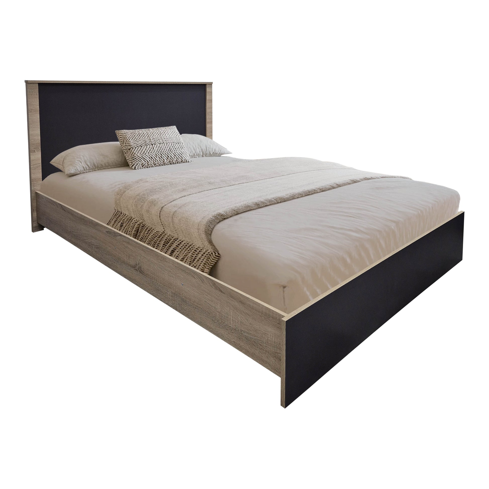 Σετ Κρεβατοκάμαρας Athos Sonoma Ανθρακί με Κρεβάτι 140x200εκ Σετ 4τεμ - Pakobazaar