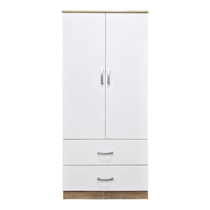 Ντουλάπα δίφυλλη με 2 συρτάρια Alvia  λευκό με sonoma 80x51.5x180εκ