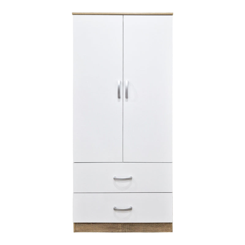 Ντουλάπα δίφυλλη με 2 συρτάρια Alvia  λευκό με sonoma 80x51.5x180εκ