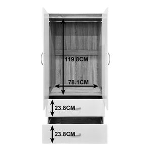 Ντουλάπα δίφυλλη με 2 συρτάρια Alvia  λευκό με sonoma 80x51.5x180εκ