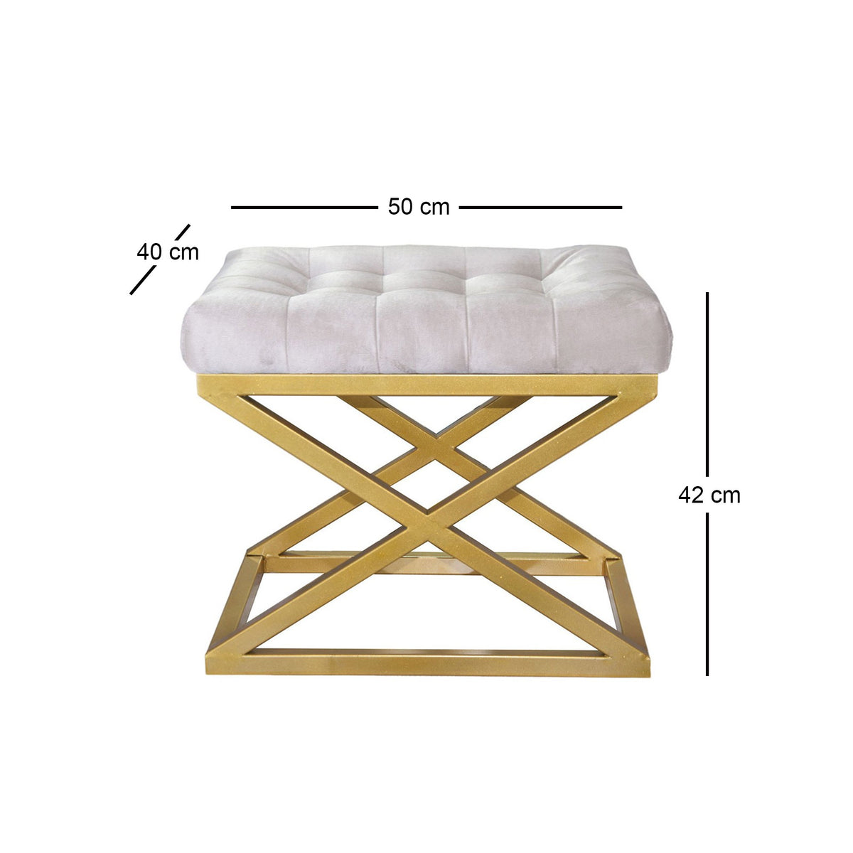 Πουφ Trimiklini Χρυσό - Λευκό 50x40x42 εκ.