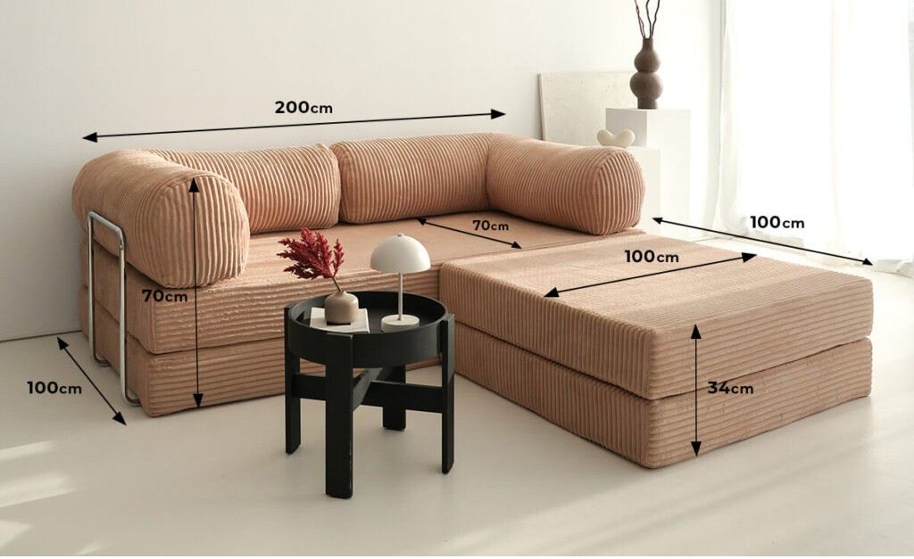 Γωνιακός Καναπές-Κρεβάτι Kalamitsa Καφέ 200x100x70 εκ.