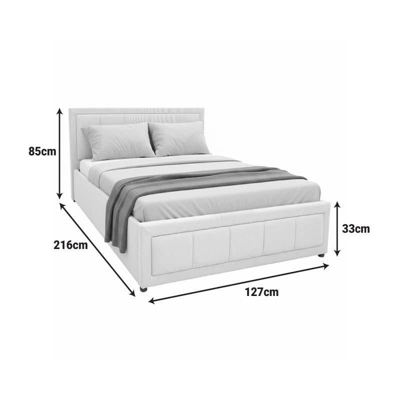 Κρεβάτι Huga  με αποθηκευτικό χώρο ύφασμα γκρι 120x200εκ