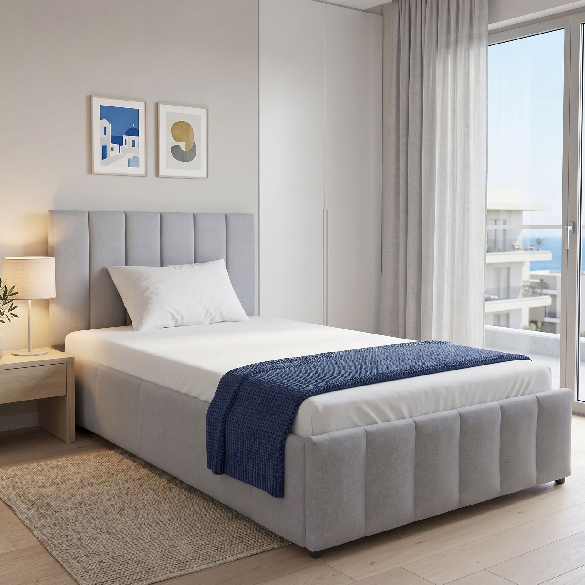 Κρεβάτι Snuggle  με αποθηκευτικό χώρο βελούδο γκρι 120x200εκ - Pakobazaar