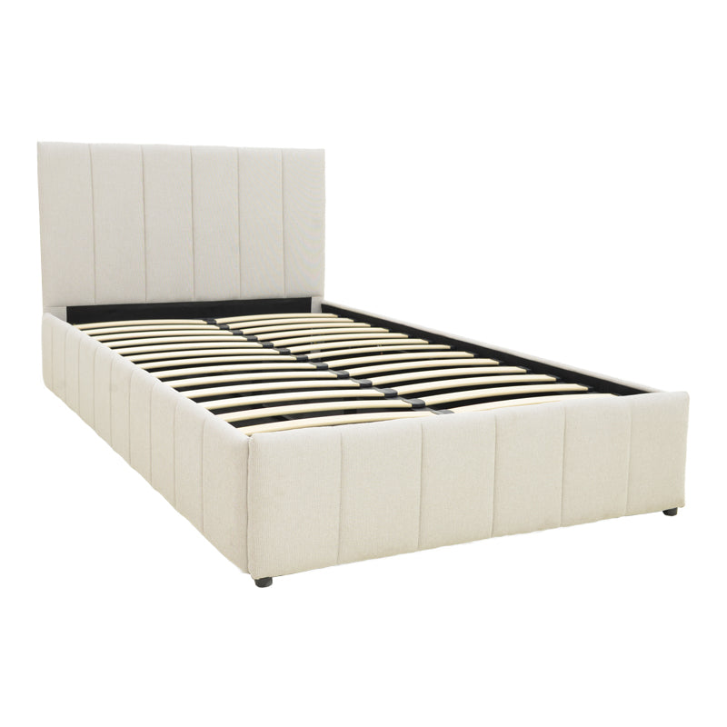 Κρεβάτι Snuggle  με αποθηκευτικό χώρο ύφασμα μπεζ 120x200εκ - Pakobazaar