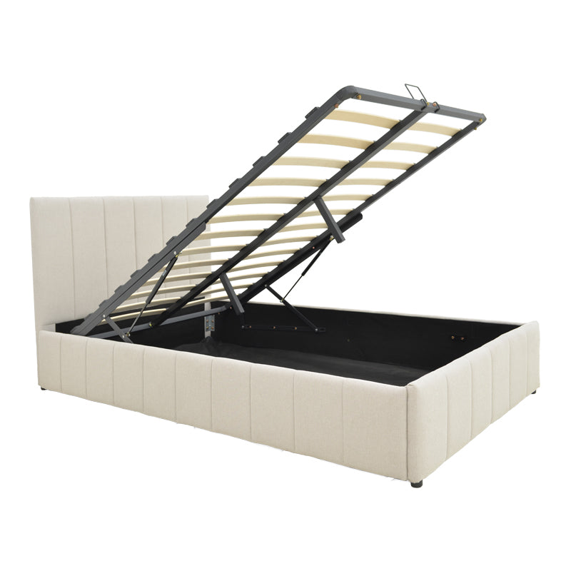 Κρεβάτι Snuggle  με αποθηκευτικό χώρο ύφασμα μπεζ 120x200εκ - Pakobazaar
