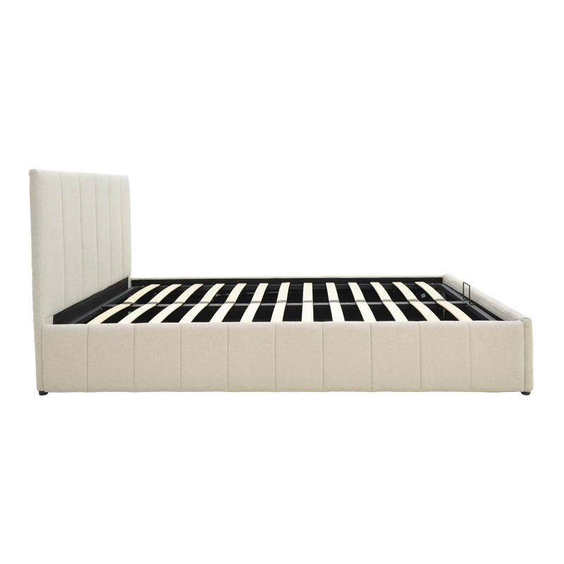 Κρεβάτι Snuggle  με αποθηκευτικό χώρο ύφασμα μπεζ 120x200εκ - Pakobazaar