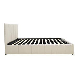 Κρεβάτι Snuggle  με αποθηκευτικό χώρο ύφασμα μπεζ 120x200εκ - Pakobazaar