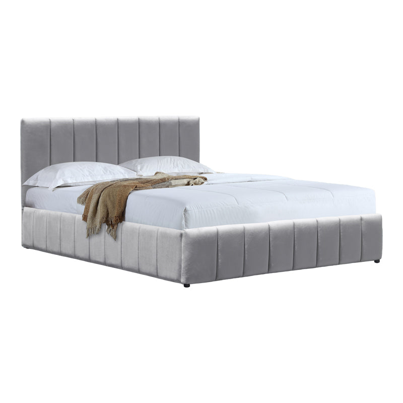 Κρεβάτι Snuggle  με αποθηκευτικό χώρο βελούδο γκρι 160x200εκ - Pakobazaar
