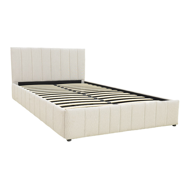 Κρεβάτι Snuggle  με αποθηκευτικό χώρο ύφασμα μπεζ 160x200εκ - Pakobazaar