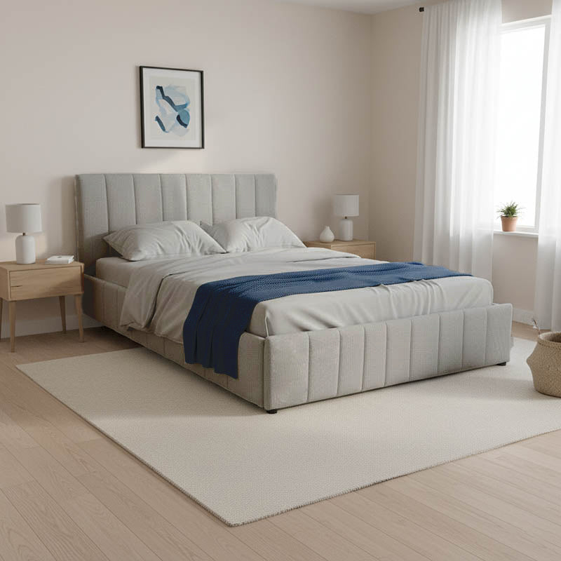 Κρεβάτι Snuggle  με αποθηκευτικό χώρο ύφασμα γκρι 160x200εκ - Pakobazaar