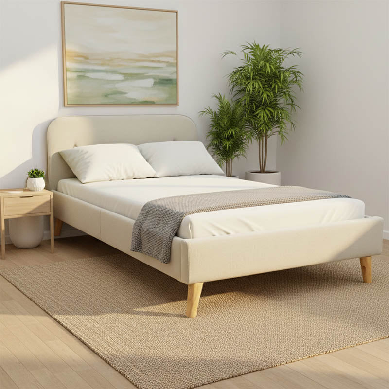 Κρεβάτι LumiLux  ύφασμα σε μπεζ απόχρωση 160x200εκ - Pakobazaar
