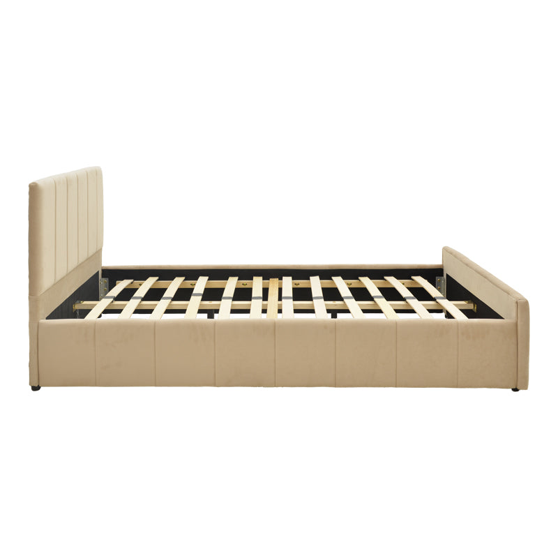 Κρεβάτι μονό Doulia  μπεζ βελούδο 100x200εκ