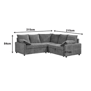 Γωνιακός καναπές κρεβάτι Lounivo  ύφασμα μπεζ 215x215x84εκ - Pakobazaar
