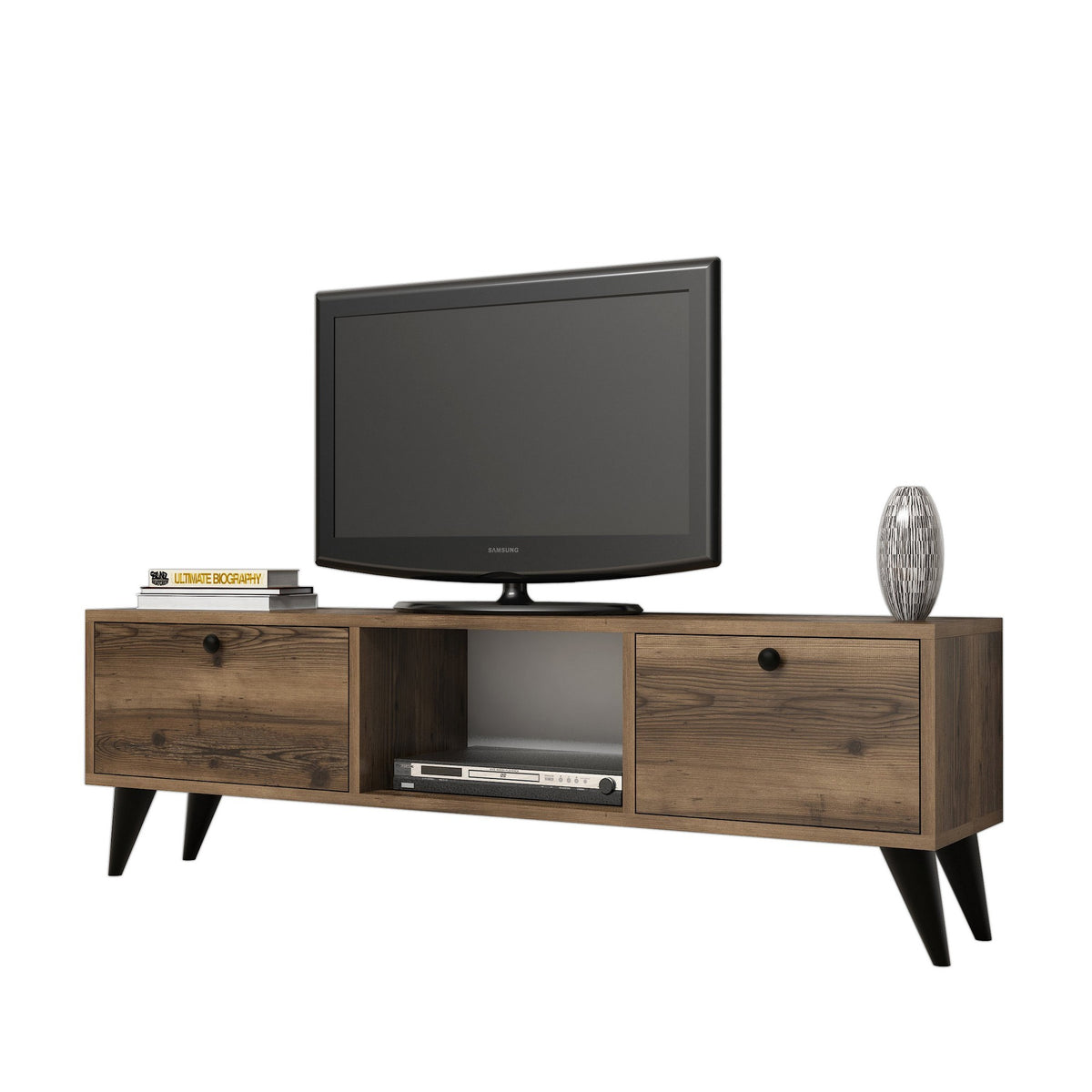 Έπιπλο Τηλεόρασης Falirakis Καρυδί - Μαύρο 138x29.5x42.6 εκ. Μελαμίνης