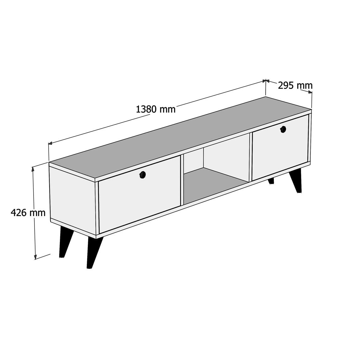 Έπιπλο Τηλεόρασης Falirakis Καρυδί - Μαύρο 138x29.5x42.6 εκ. Μελαμίνης