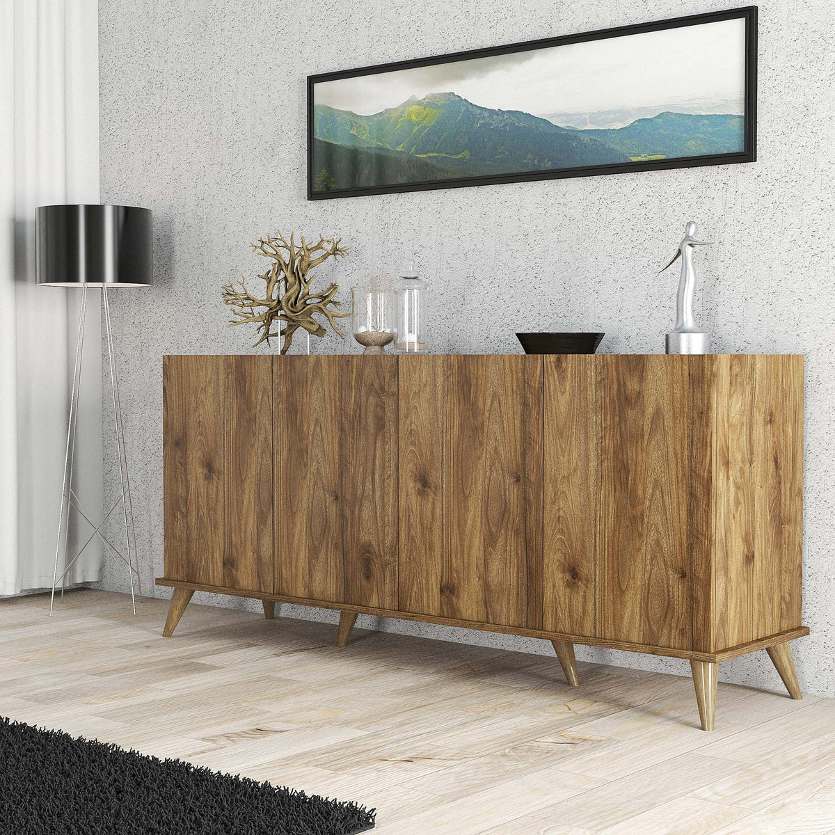 Κονσόλα Spetses Με Ράφια Καρυδί 180x45x80.8 εκ. Μελαμίνης