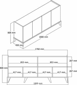 Κονσόλα Spetses Με Ράφια Καρυδί 180x45x80.8 εκ. Μελαμίνης