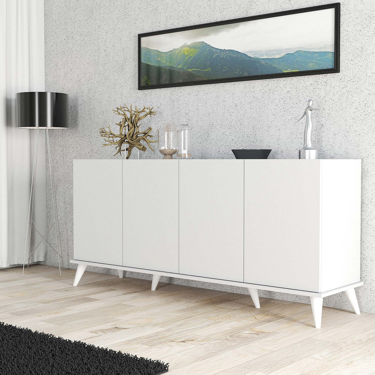 Κονσόλα Spetses Με Ράφια Λευκό 180x45x80.8 εκ. Μελαμίνης